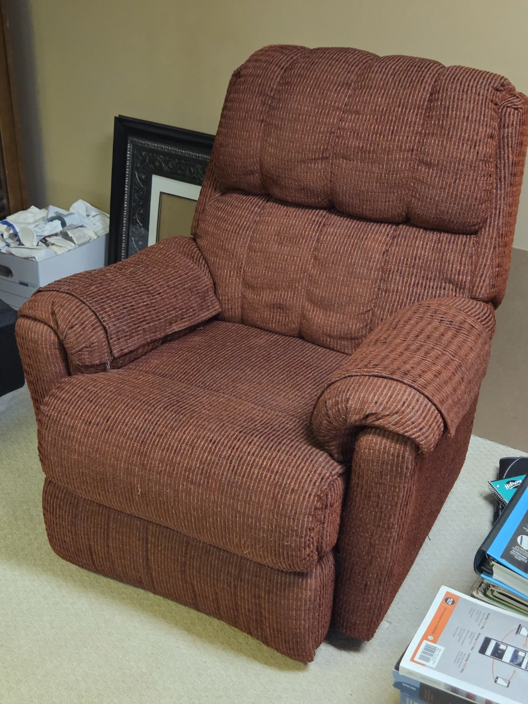 Recliner Chair - Burgundy Textured Fabric - photo 2