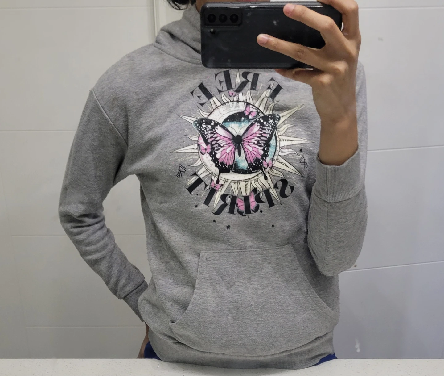 Urban Kids Grey "Free Spirit" Butterfly Hoodie Size L/G - photo 3