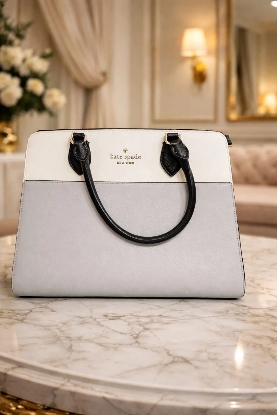 Kate Spade New York Satchel Handbag Grey and White - photo 2