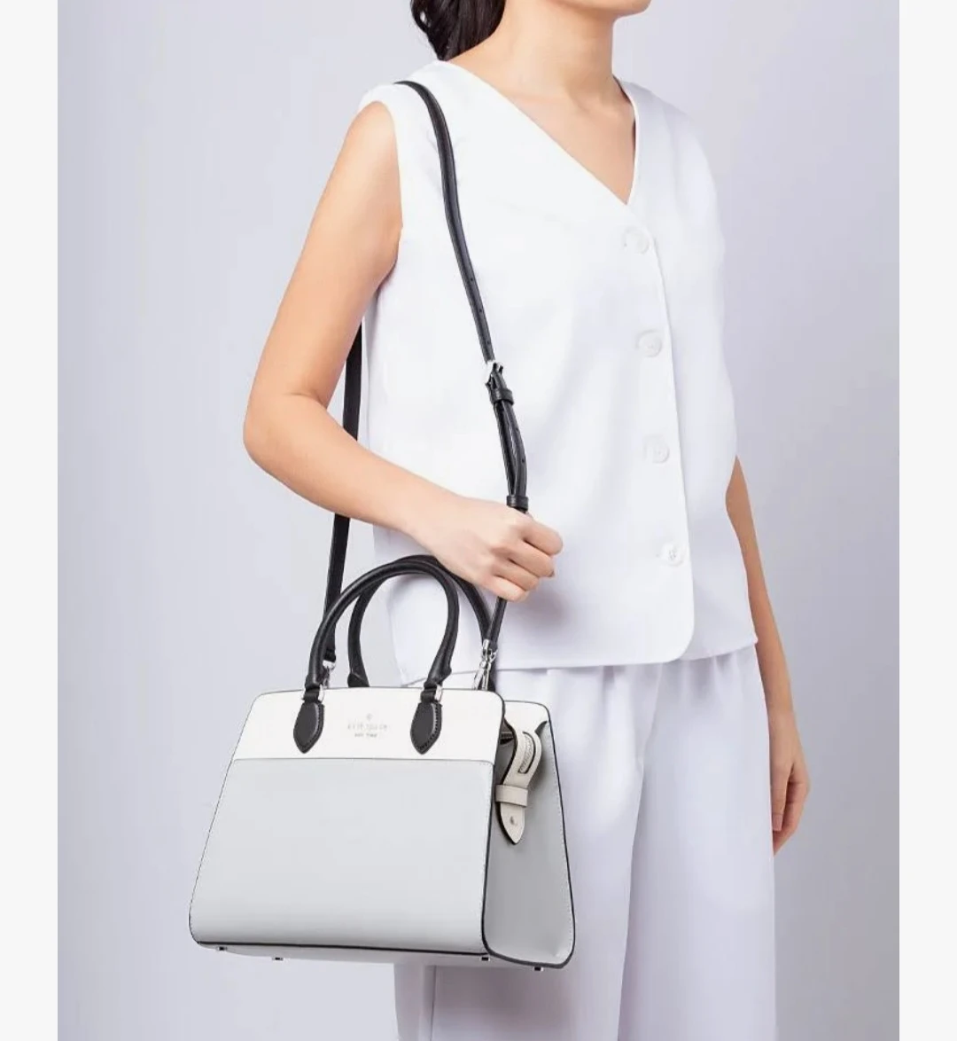 Kate Spade New York Satchel Handbag Grey and White - photo 3