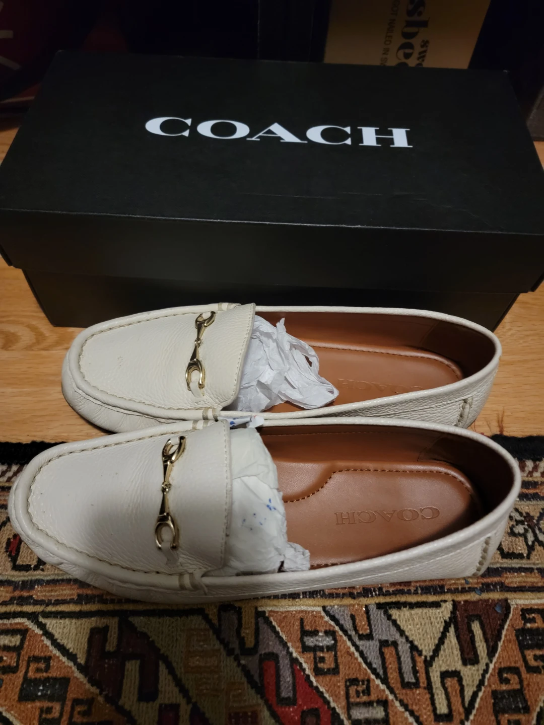 COACH White Leather Loafers Size 7