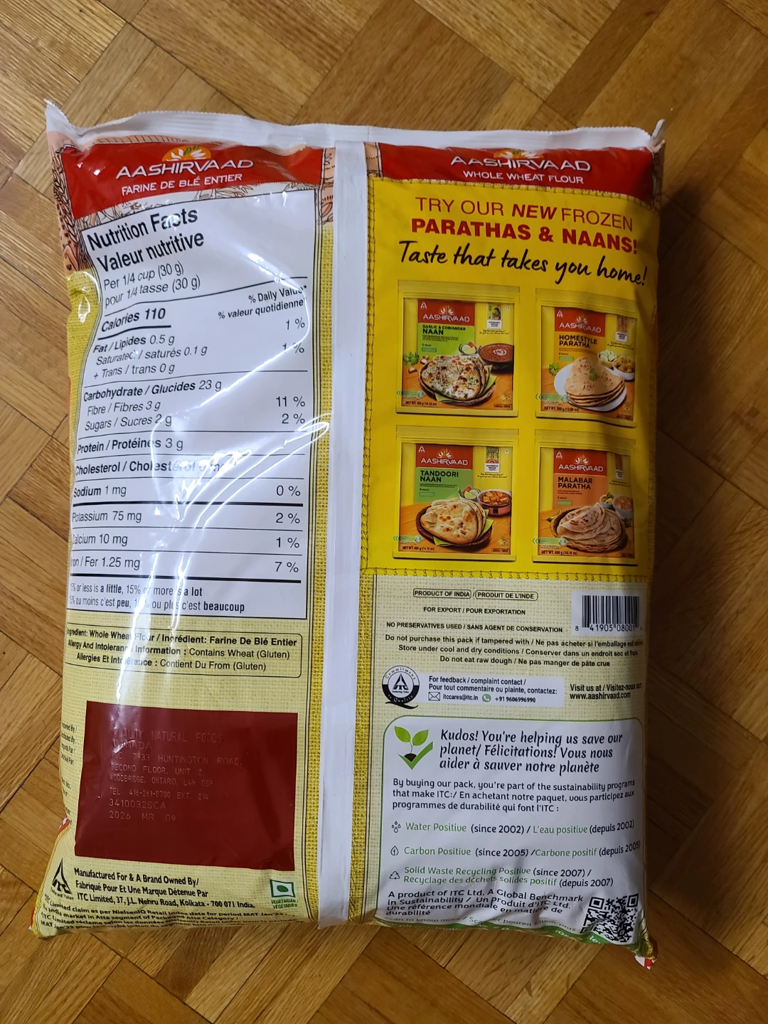 Aashirvaad Whole Wheat Flour - 20lb - Expiry 09 March 2026 - photo 2