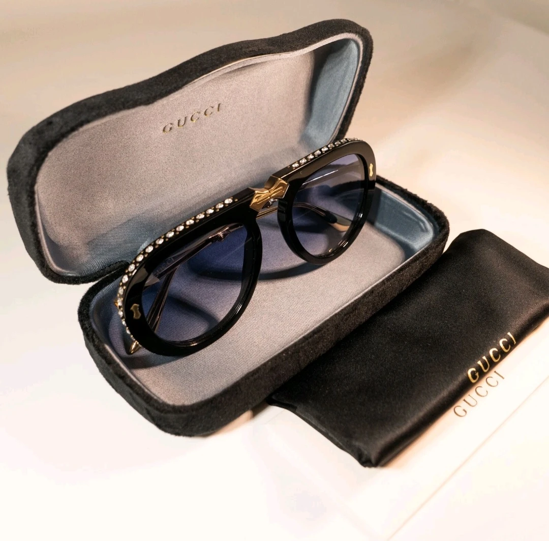 Gucci Black Aviator Sunglasses with Crystals - photo 2