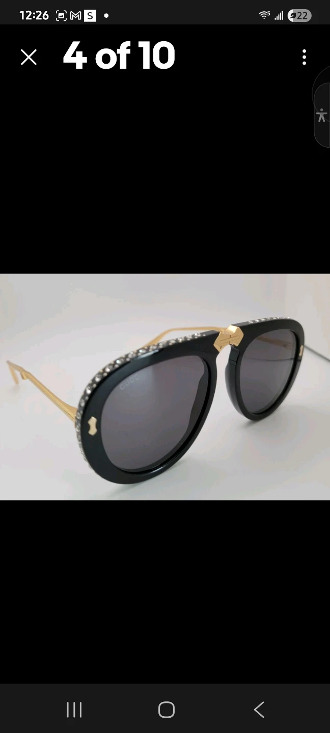 Gucci Black Aviator Sunglasses with Crystals - photo 3