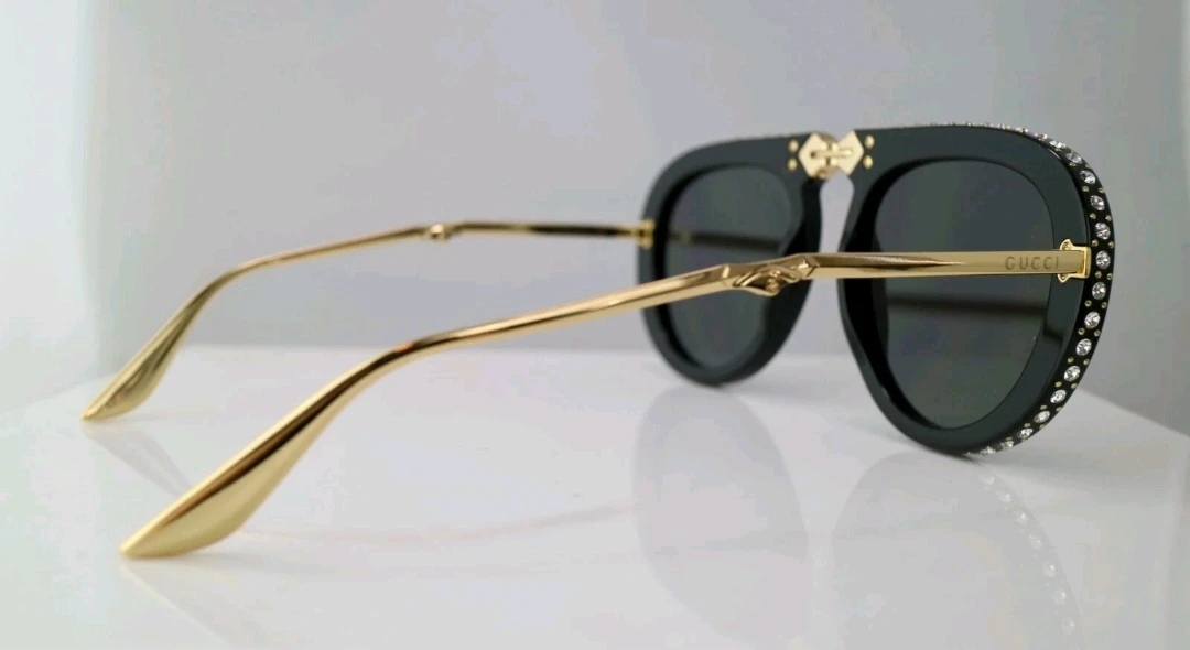 Gucci Black Aviator Sunglasses with Crystals - photo 5