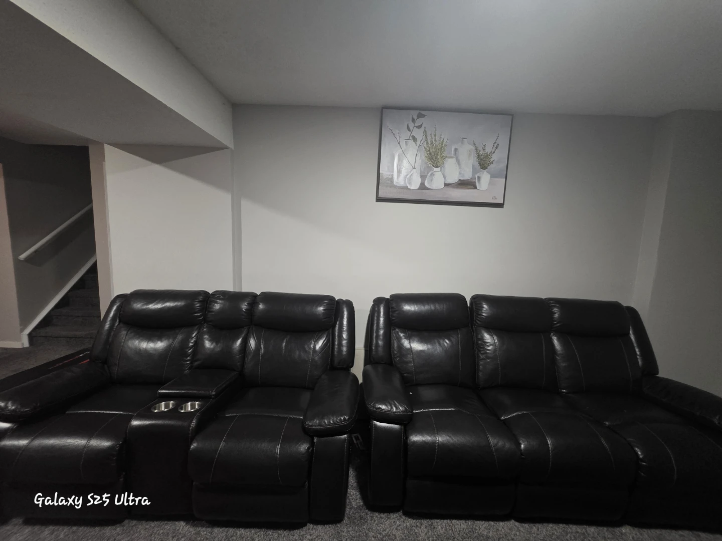 Black Leather Sectional Sofa with Recliners - photo 3