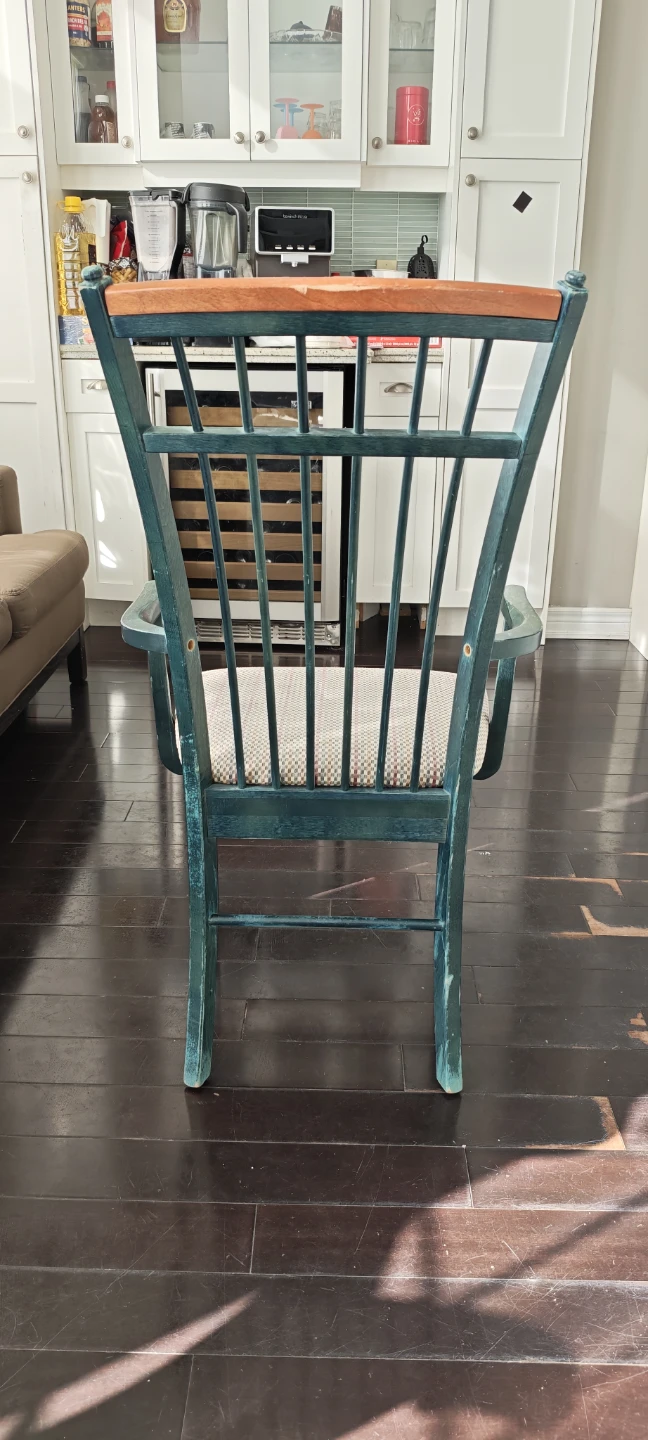 Teal Armchair with Upholstered Seat - photo 3