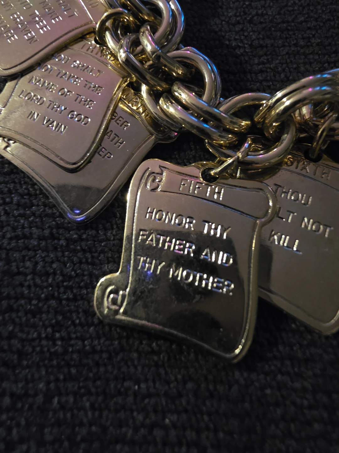 Gold Tone Charm Bracelet Ten Commandments - photo 2