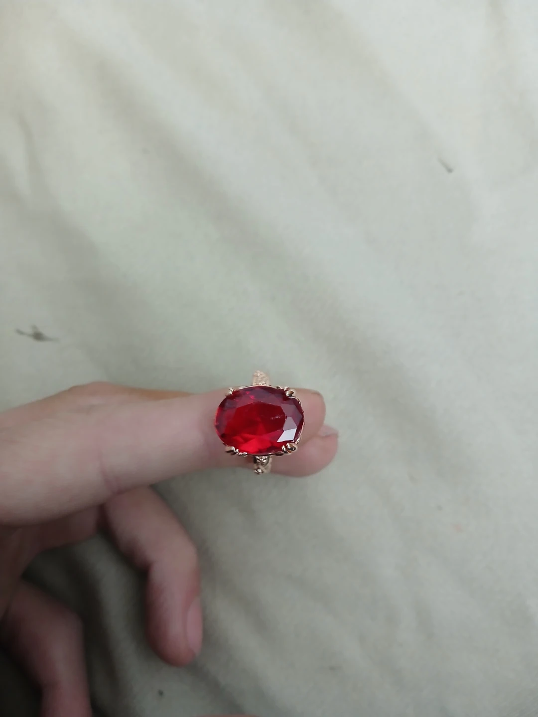 18K Rose Gold Plated 925 Silver & 7.5 Carat Red Moissanite Ring