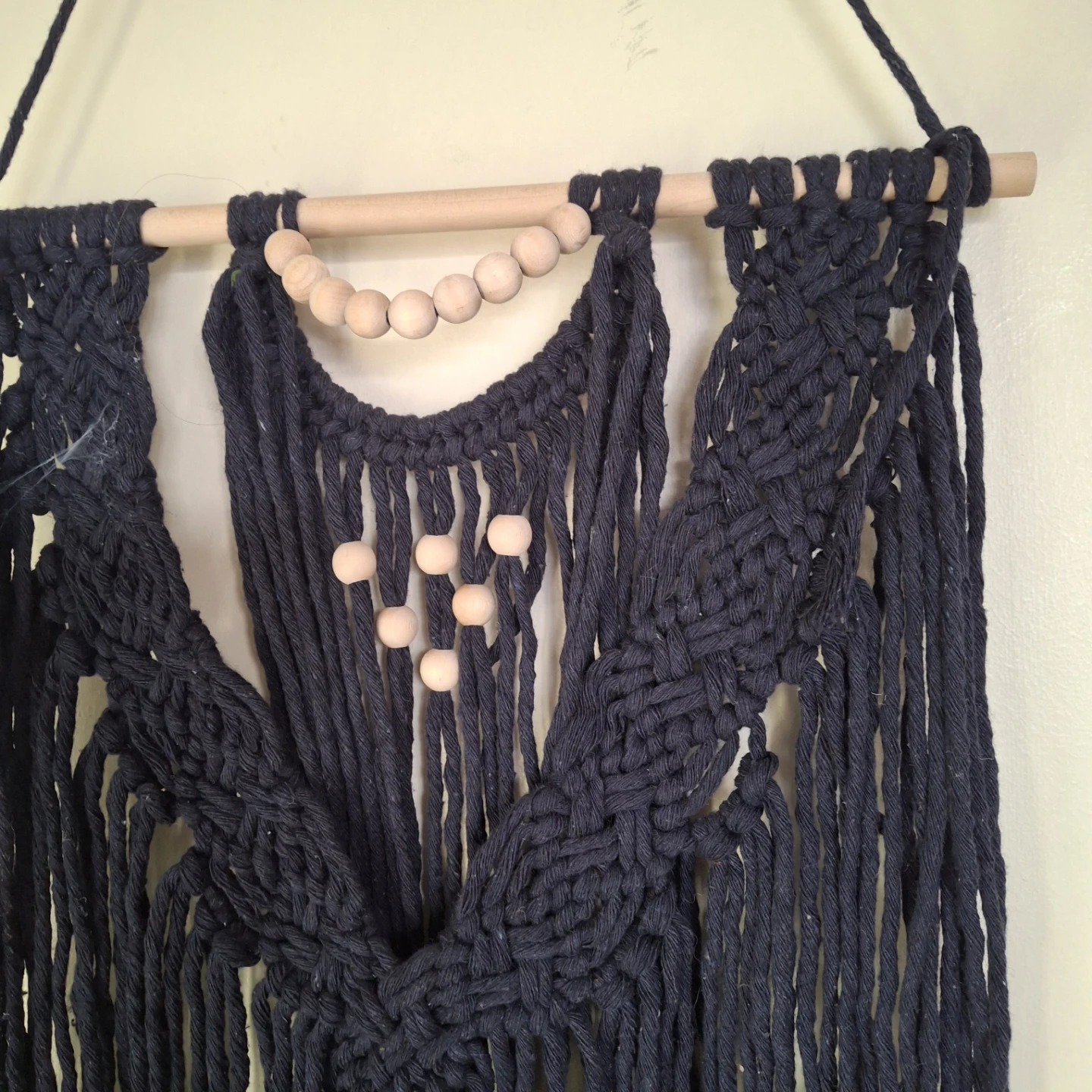 Navy Macrame Wall Hanging with Wooden Beads - photo 2