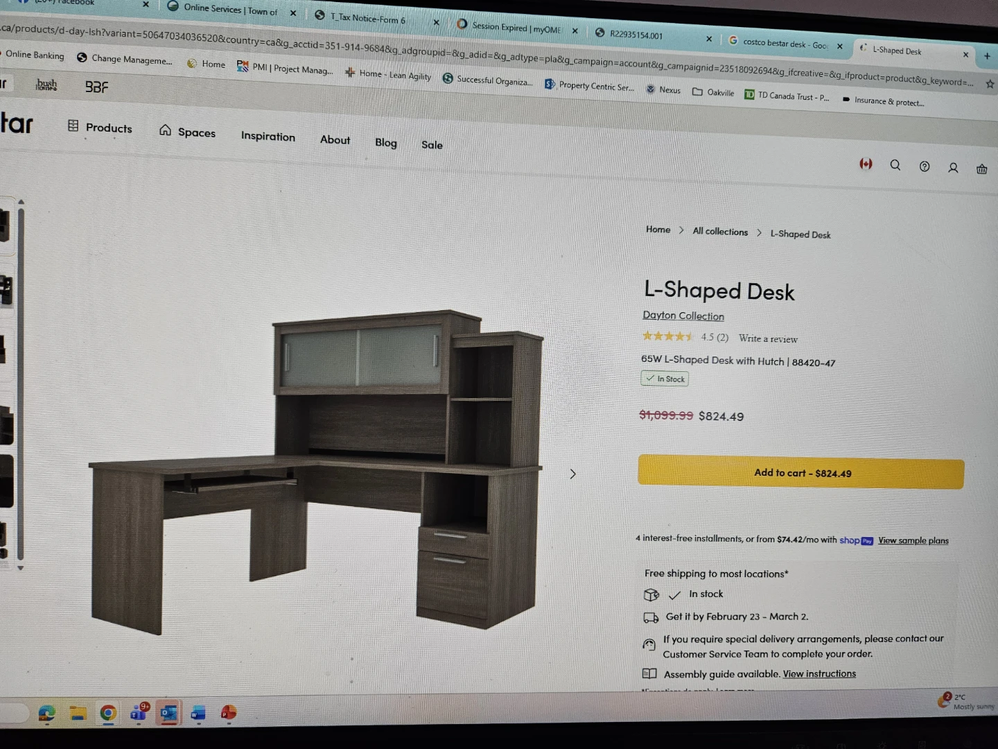 Dayton Collection 65W L-Shaped Desk with Hutch - photo 3