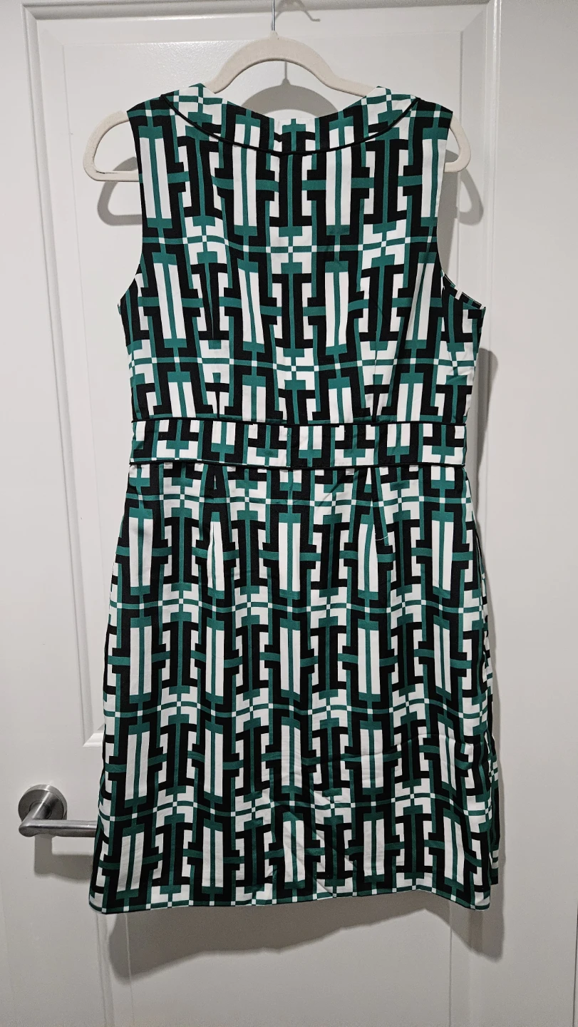 Banana Republic Sleeveless Green Geometric Print Dress Size 12 - photo 5