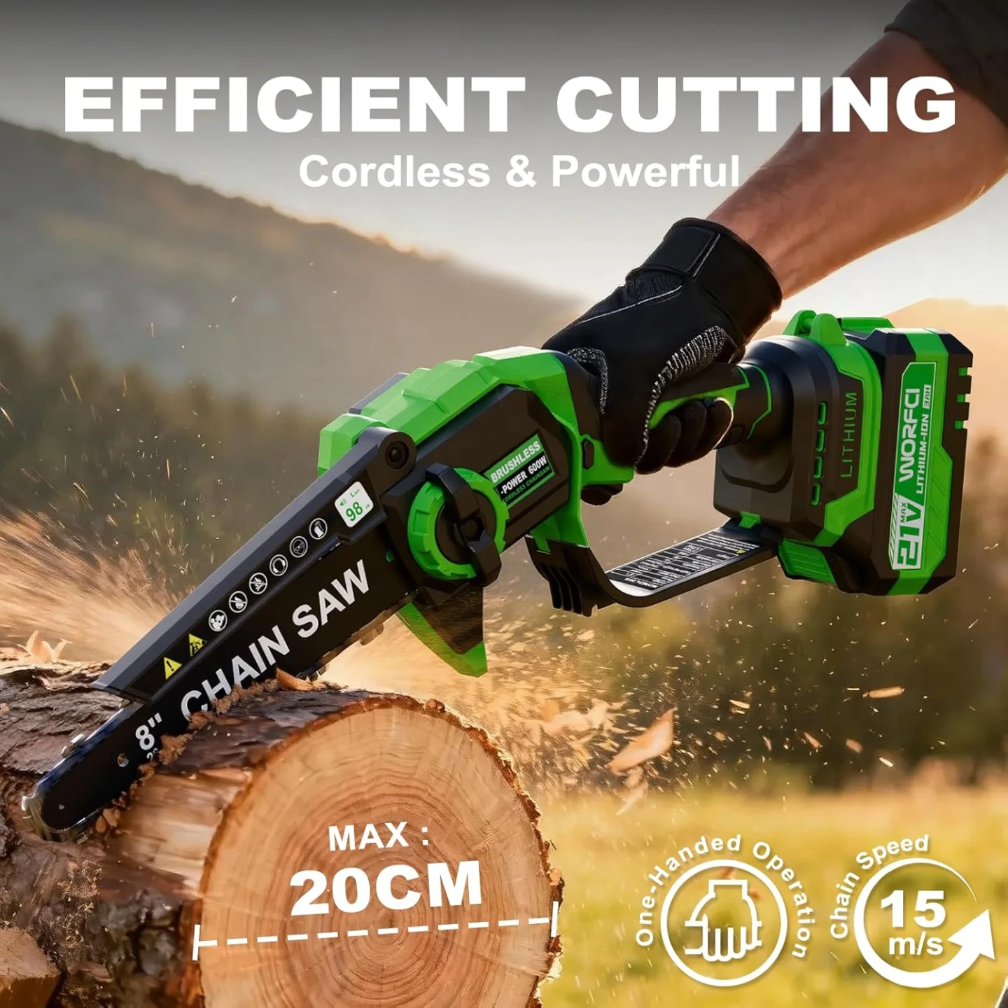Brushless Cordless Chainsaw with 2 Batteries and Charger BNIB - photo 3