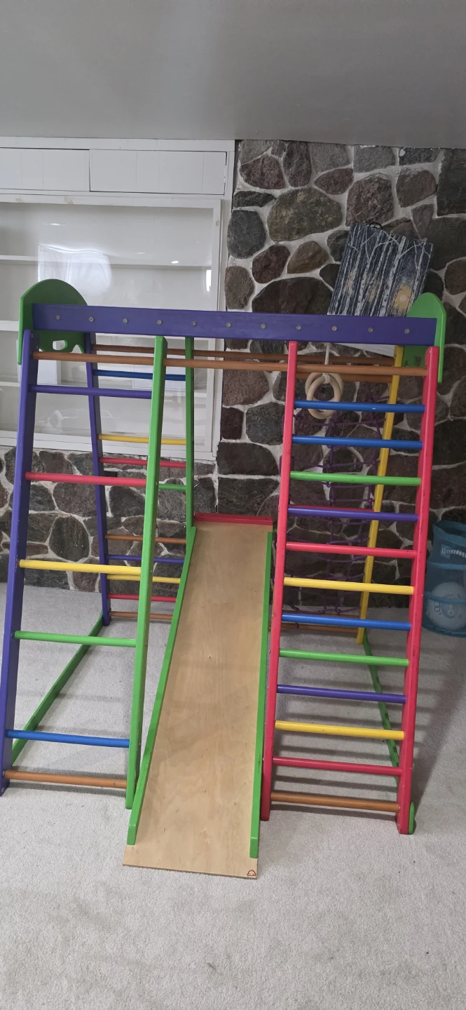 Wooden Indoor Playground with Slide and Climbing