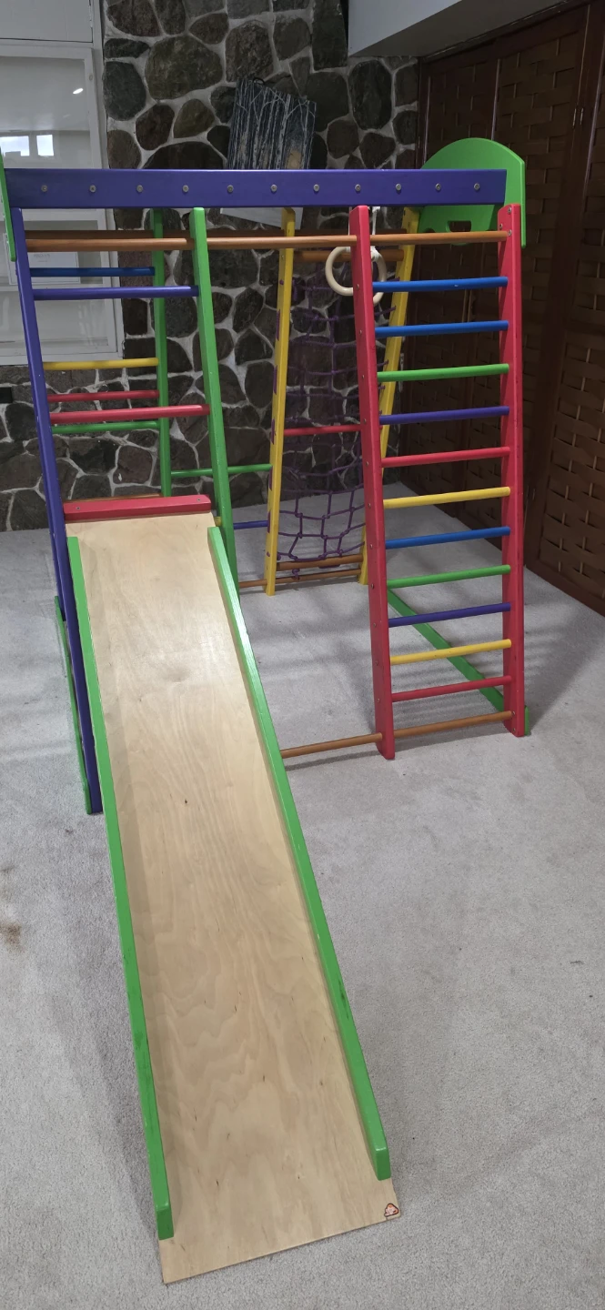 Wooden Indoor Playground with Slide and Climbing - photo 3