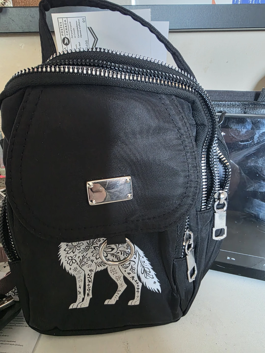 Black Small  Bag with Wolf Design - photo 4