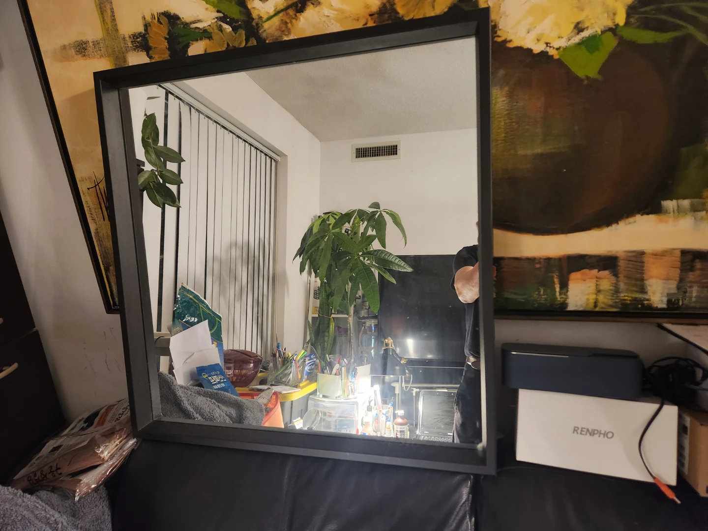 Large Black Framed Mirror