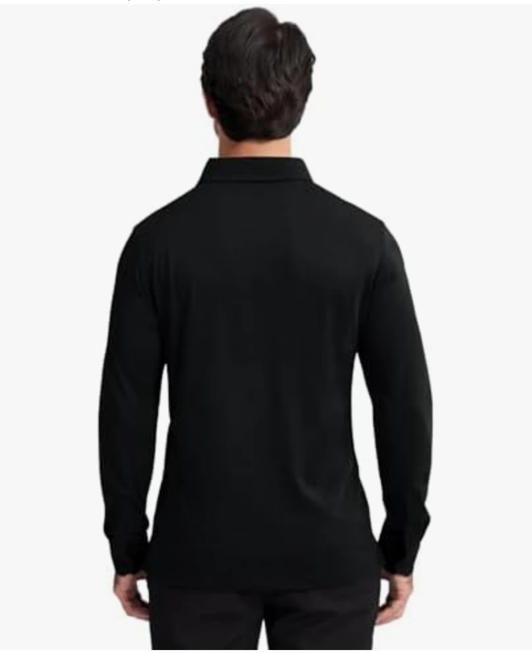 Men’s Long Sleeve Polo Shirt | Black | 2XL | Cotton Blend - photo 5