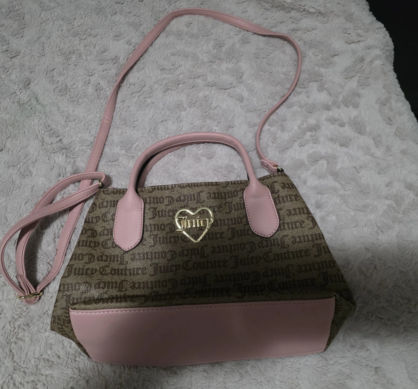 Juicy Couture Monogram Shoulder Bag - Pink & Brown