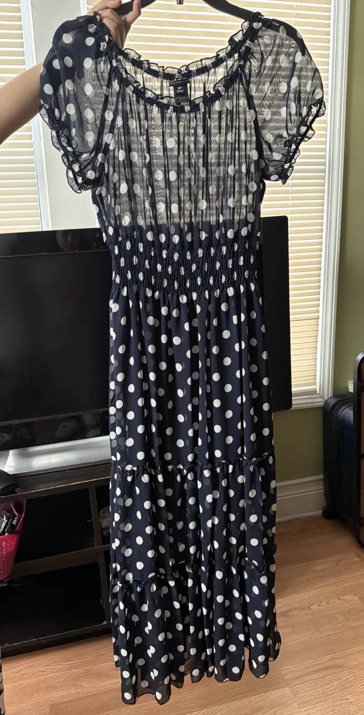 Kate and Lily Navy Polka Dot Maxi Dress Size 6P