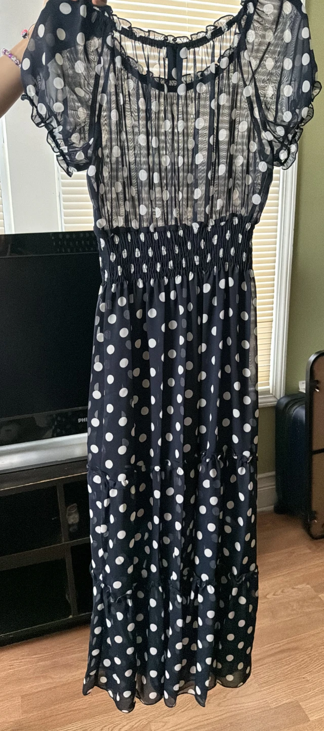 Kate and Lily Navy Polka Dot Maxi Dress Size 6P - photo 2