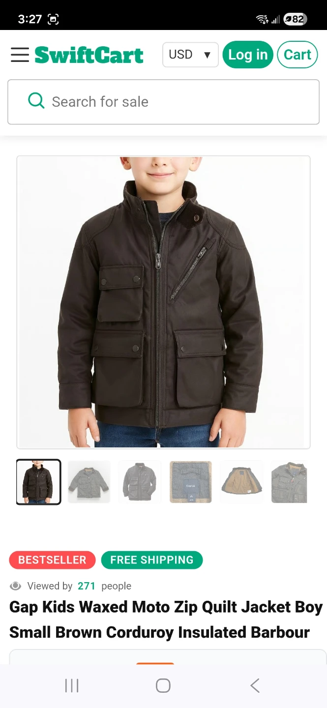 Gap Kids Brown Waxed Moto Zip Quilt Jacket - photo 2