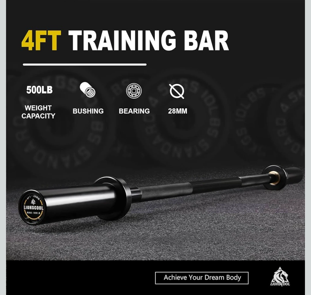 LIONSCOOL 4ft Training Bar - 500lb Weight Capacity