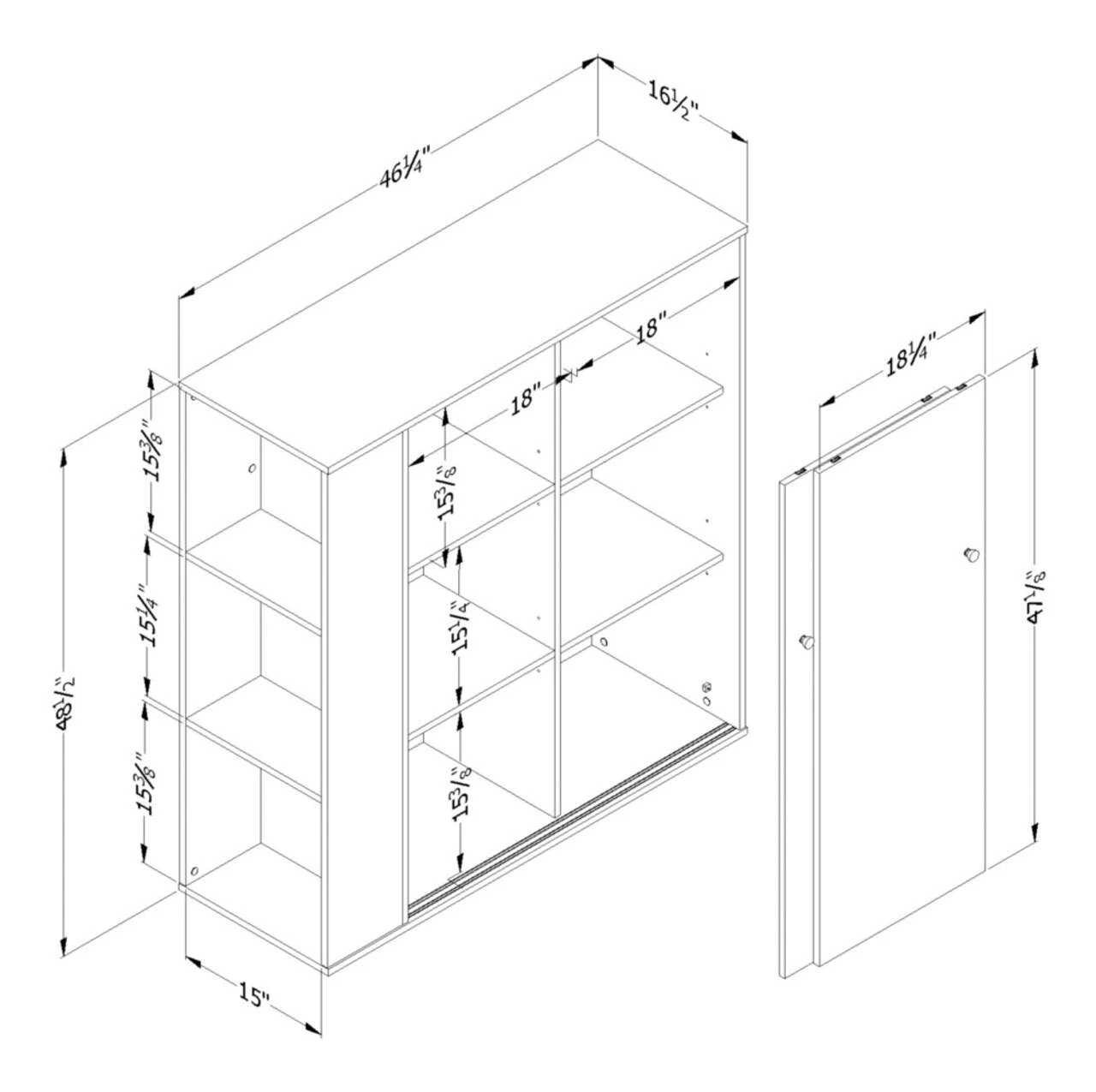 White Storage Cabinet with Sliding Door - photo 4