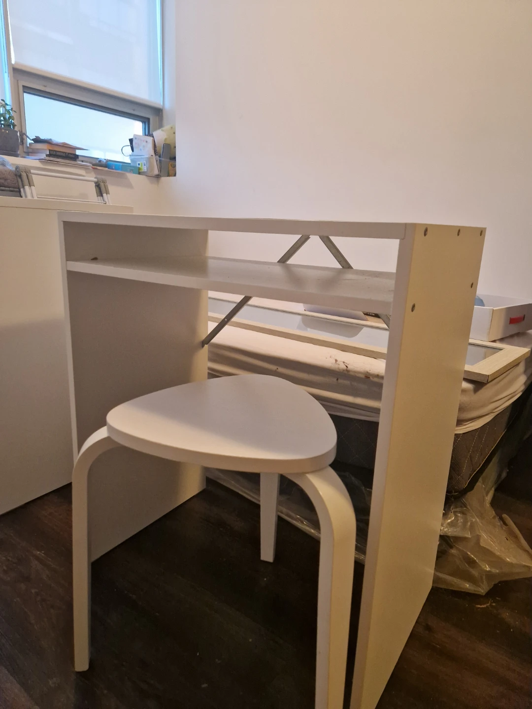 IKEA White Desk and Stool Set - photo 2
