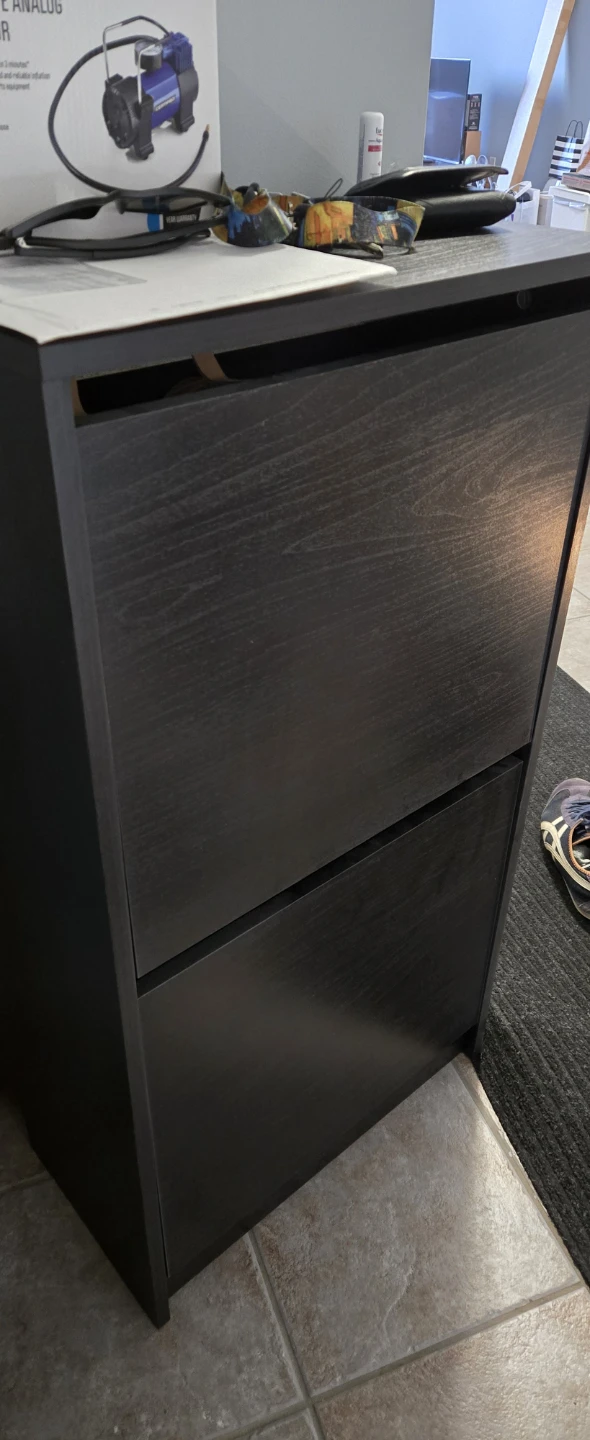 Dark Brown Shoe Cabinet with Two Flip Drawers - photo 2