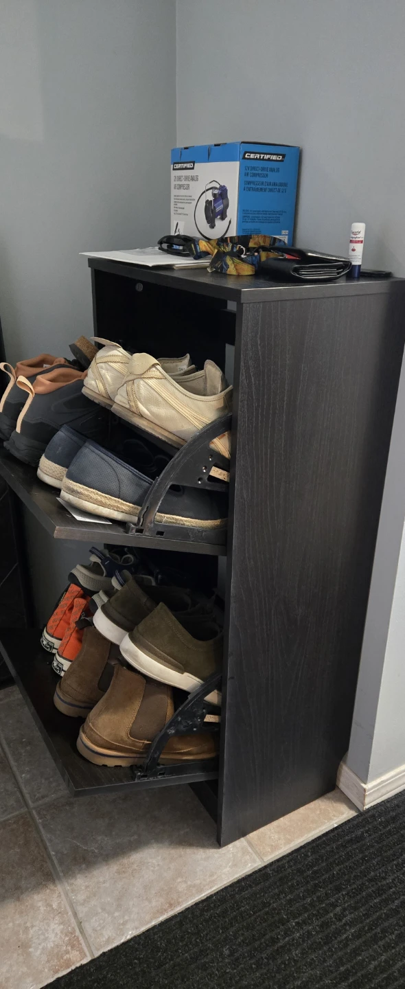 Dark Brown Shoe Cabinet with Two Flip Drawers - photo 3