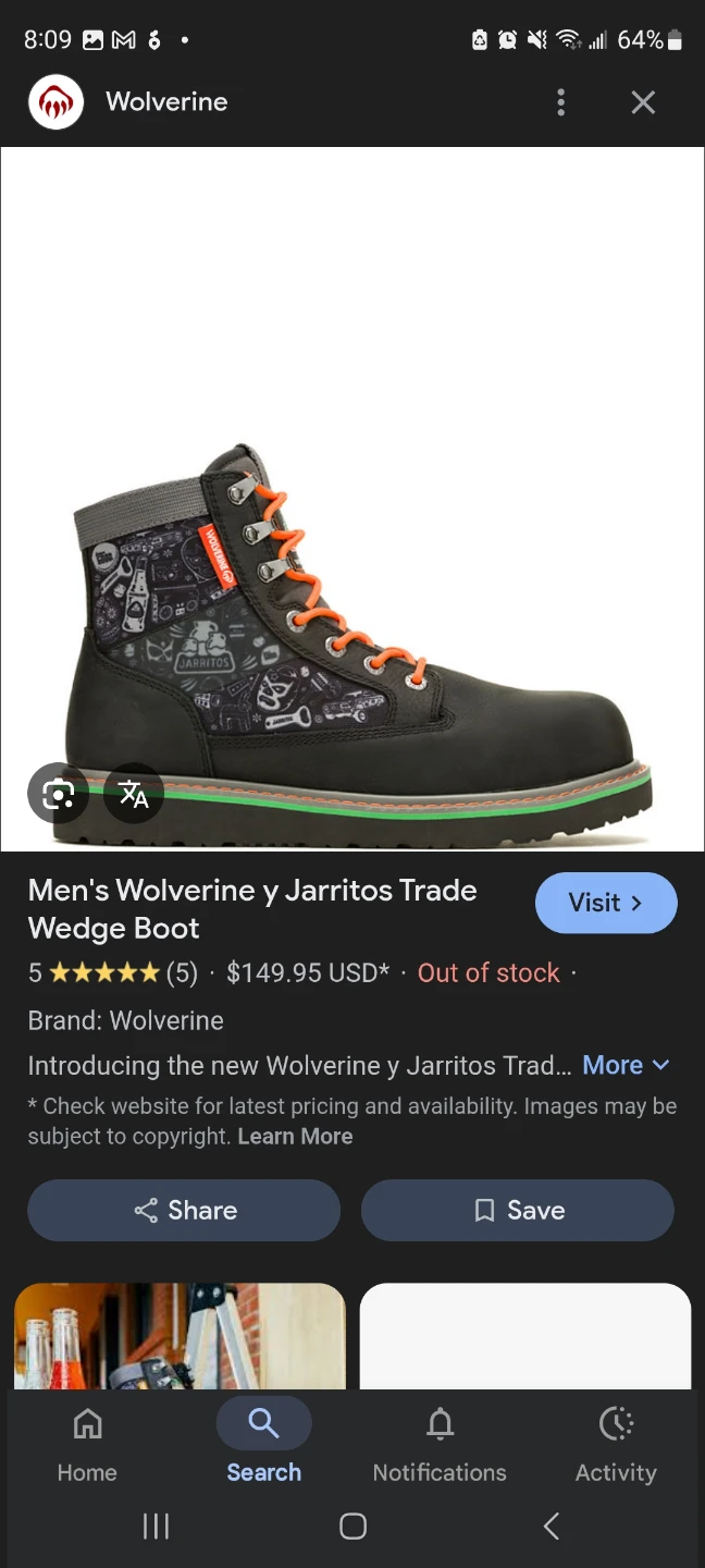 Wolverine x Jarritos Trade Wedge Boots - Men's size 11 🥕