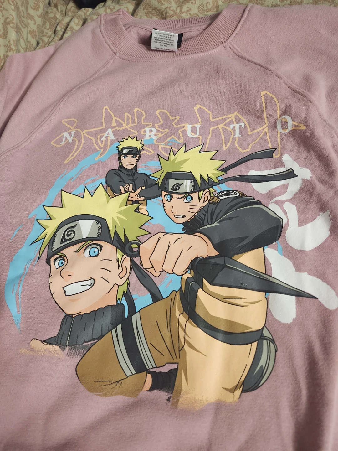 Naruto Graphic Crewneck Sweatshirt Pink XS