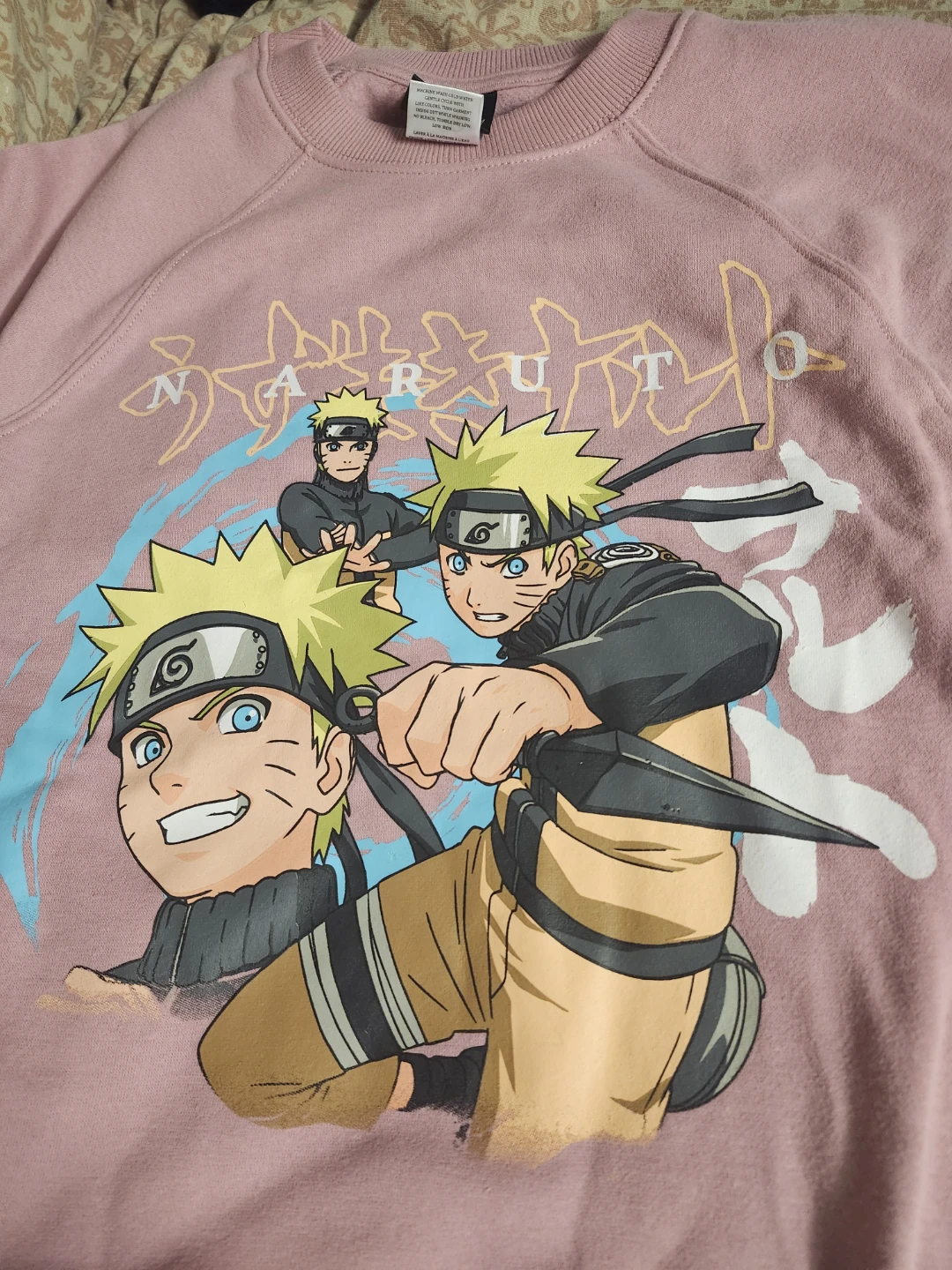 Naruto Graphic Crewneck Sweatshirt Pink XS - photo 2