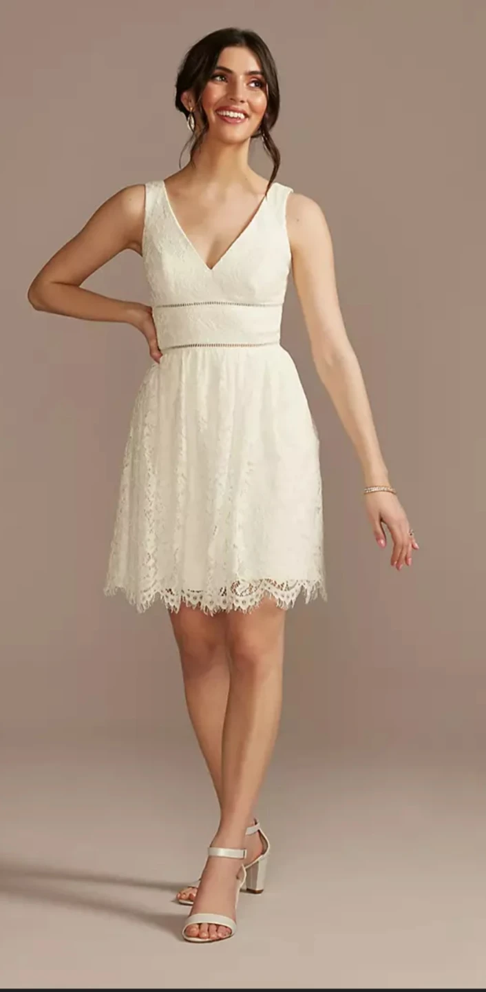 New V-Neck Lace Short Sheath Party Dress | David's Bridal
