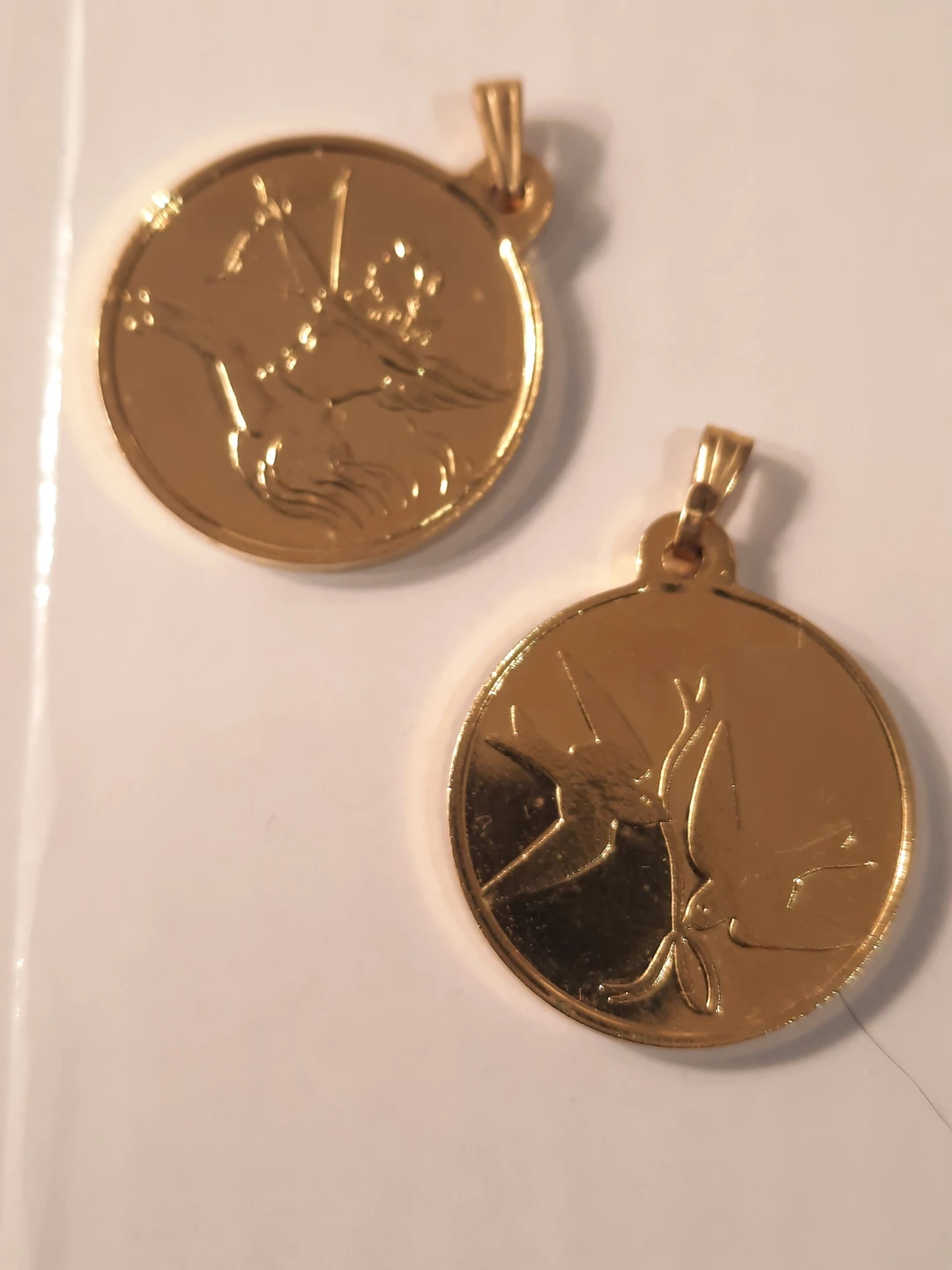 Gold Tone Medallions with Celestial and Bird Designs (Set of 2) - photo 2