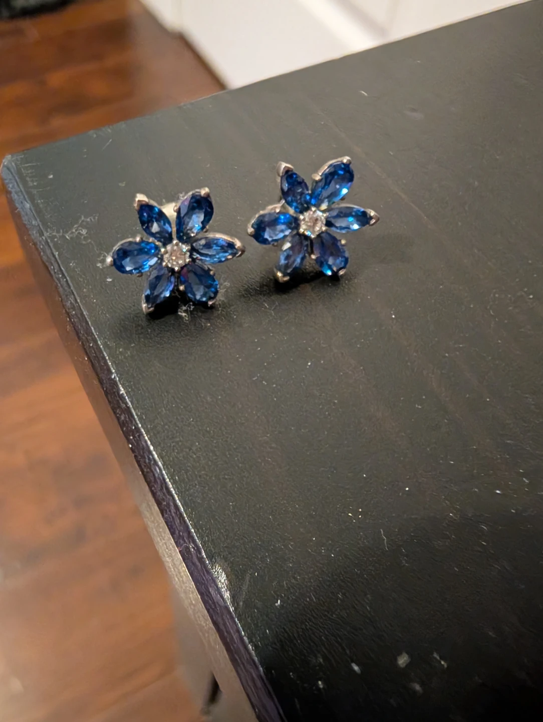 Blue Flower Earrings with "S925 ALE" Stamp