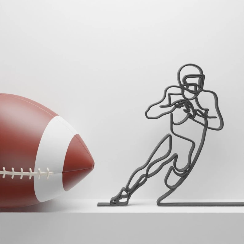 American Football Player Line Art with your customised name.