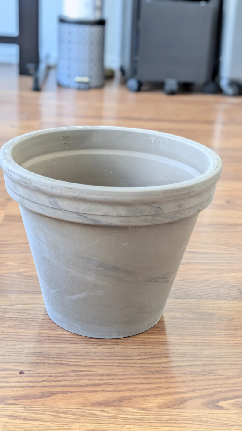 Grey Terracotta Plant Pot with plastic Saucer