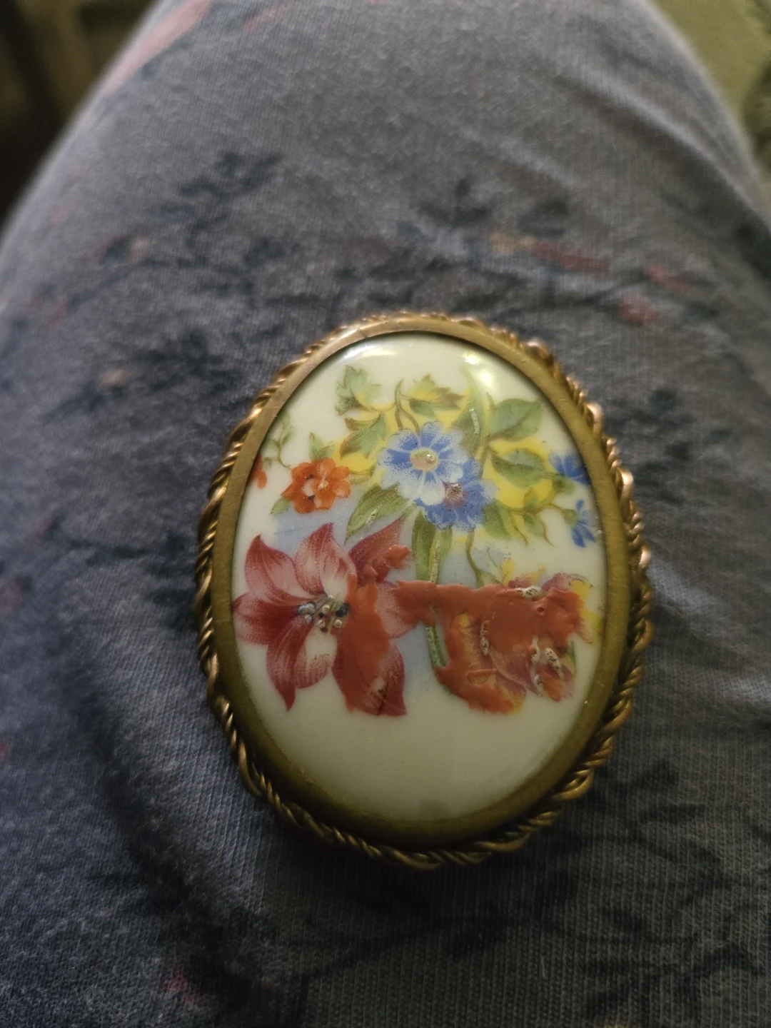 Limoges France Floral Brooch