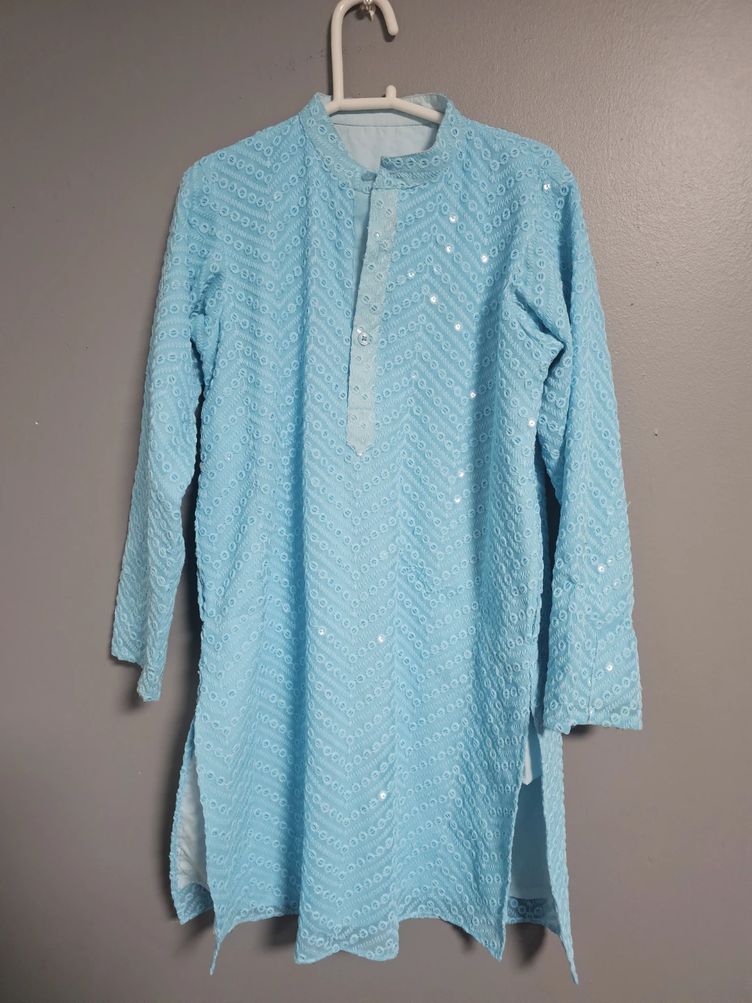 Light Blue Sequined Kurta