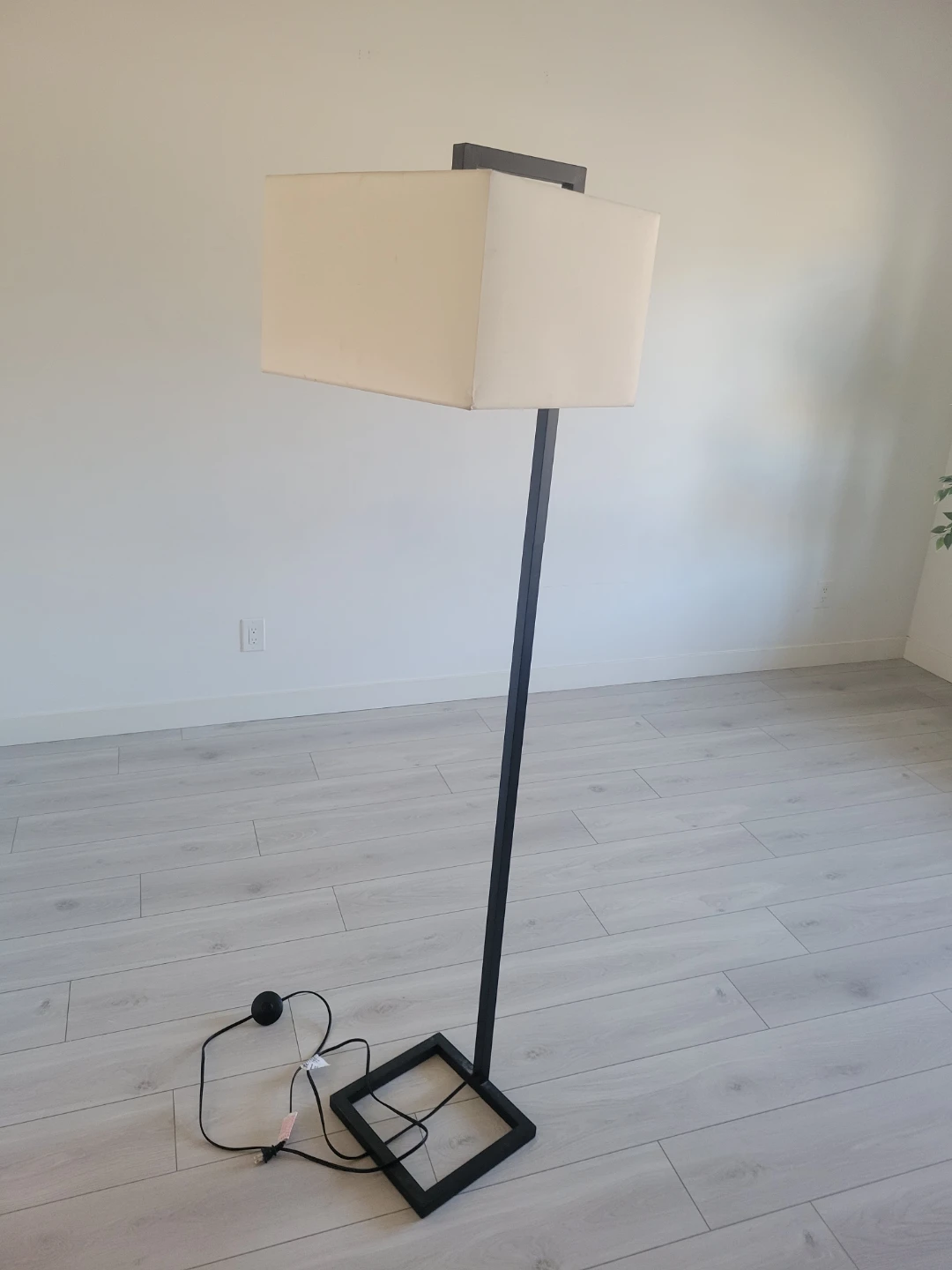 Modern Black Floor Lamp with Cream Shade