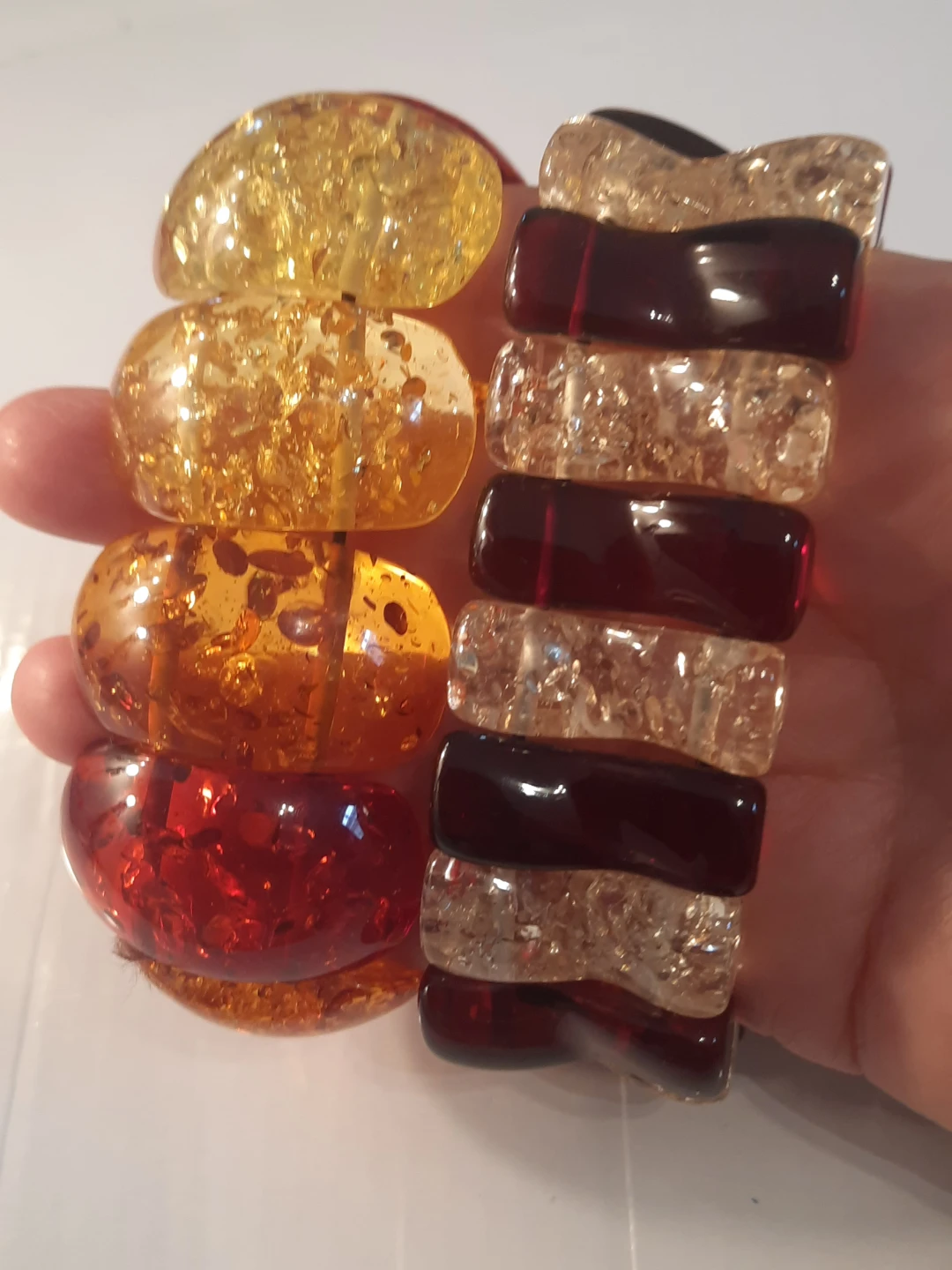 Two stretchy resin bracelets