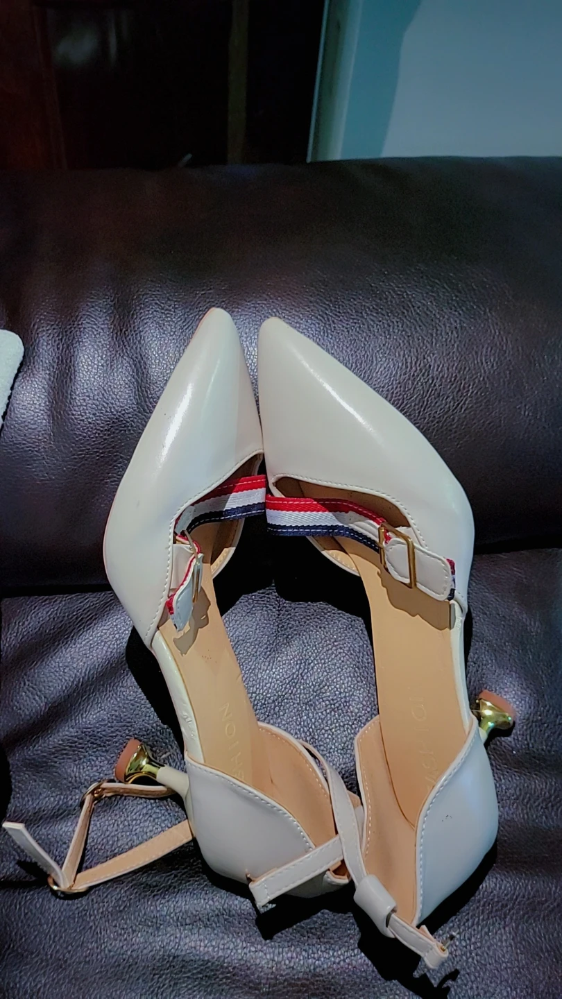 Women's White Pointed-Toe Ballet Flats with Ankle Strap - photo 2