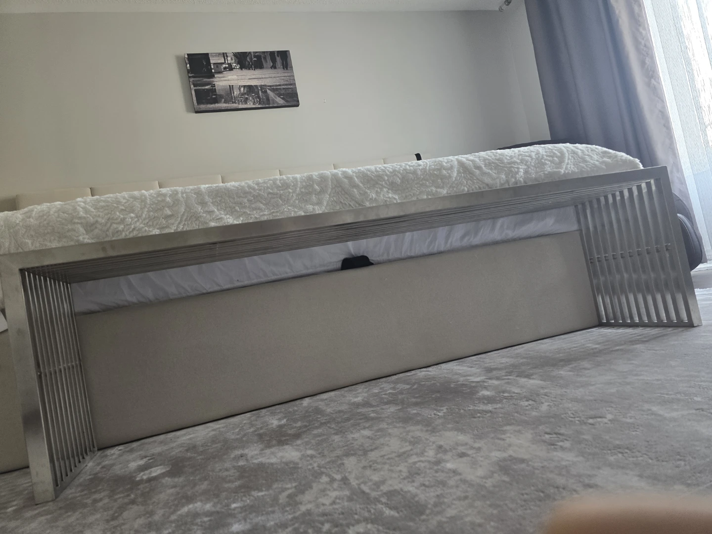 Modern Metal Slat Bench - photo 4