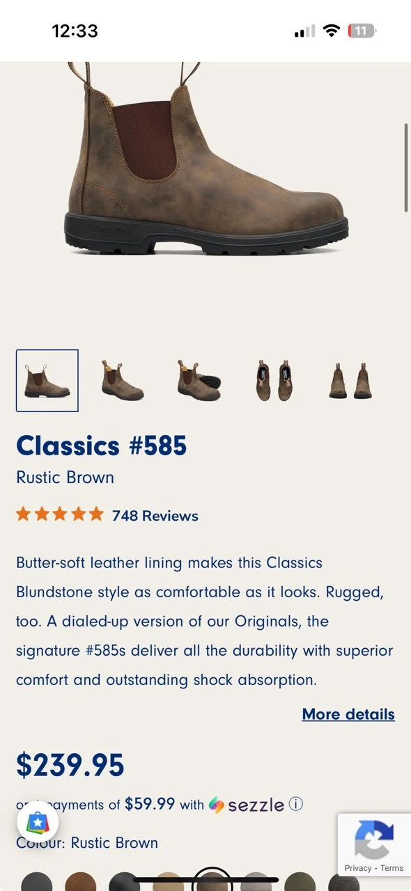 Blundstone 585 Elastic Sided Boot Brown Size US 9.5 W/US 7.5 M - photo 4