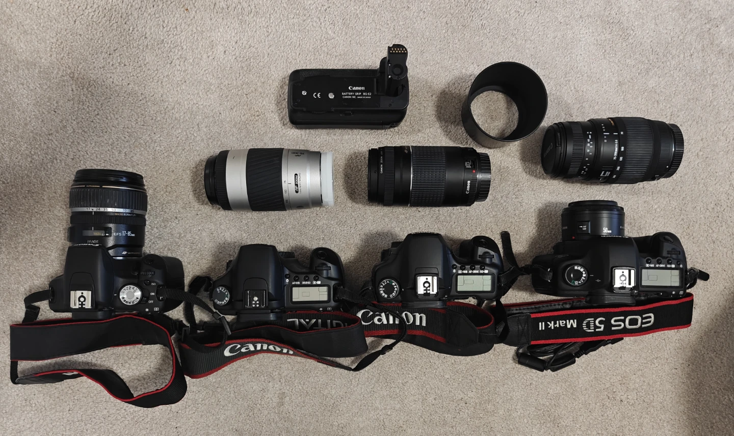 4 Canon Camera Bundle - 4 Body's, 5 Lenses, Speedlite, + Extras