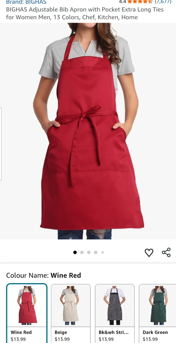 BIGHAS Adjustable Bib Apron - Wine Red 🧡