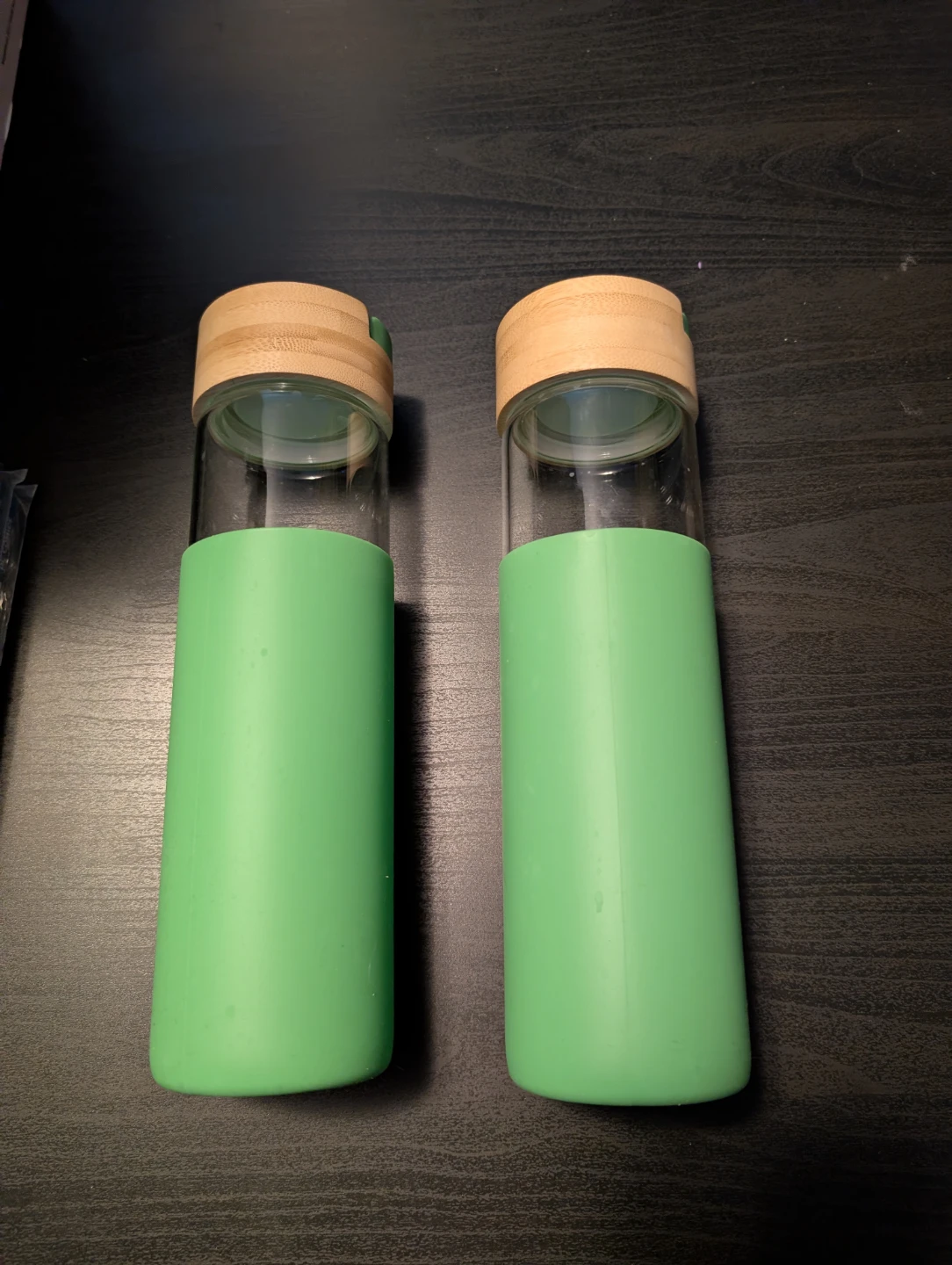 Glass Water Bottles with Bamboo Lids - Set of 2