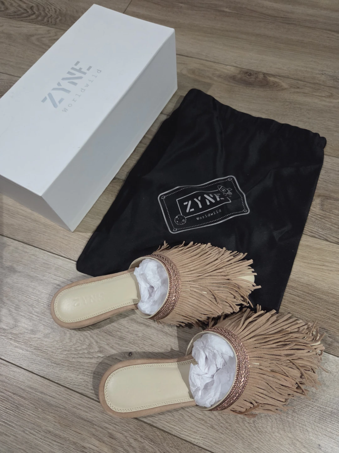 [ZYNE] BNIB Fringed Mules - Size 39
